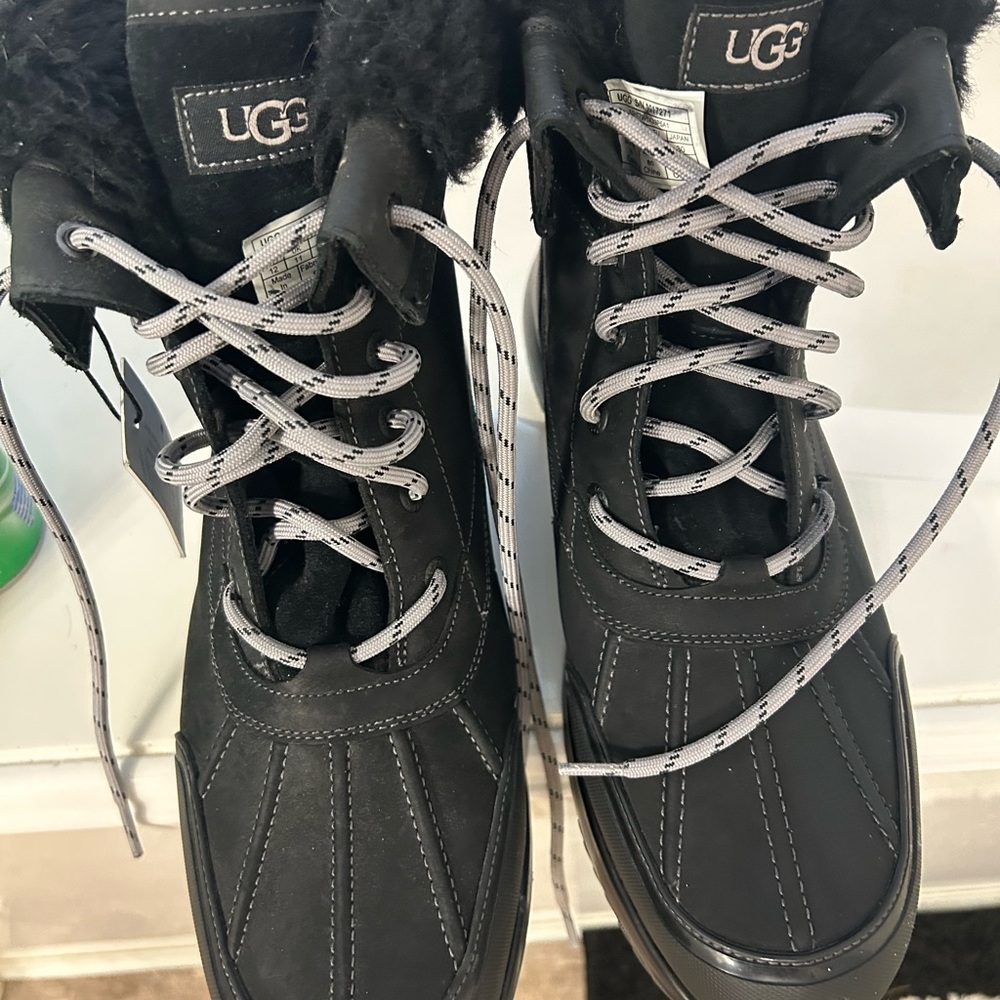 UGG Black Boots with Gray Laces